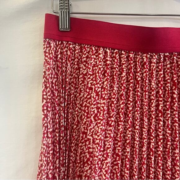 Vince Camuto Pleated Midi Skirt Womens Small Pink White Elastic Waist Lined Soft - Picture 2 of 10